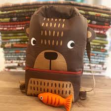 The Great Outdoors Bear Backpack Panel By Stacy Iest Hsu For Moda Multi